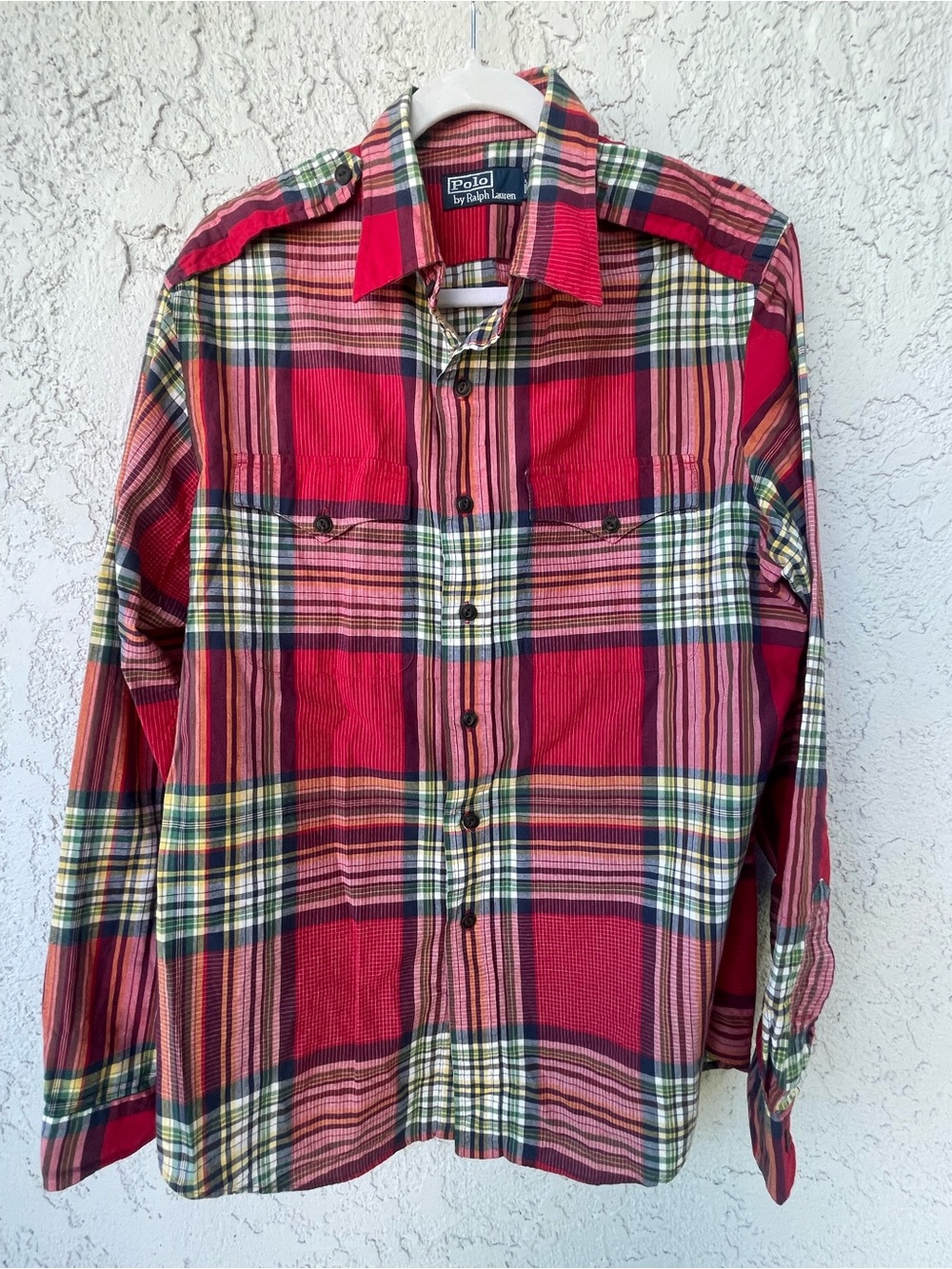 Ralph Lauren Red & Green Plaid Casual Button-Down Shirt